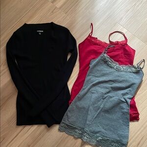 Express Black Sweater and Lace Trim Camisoles